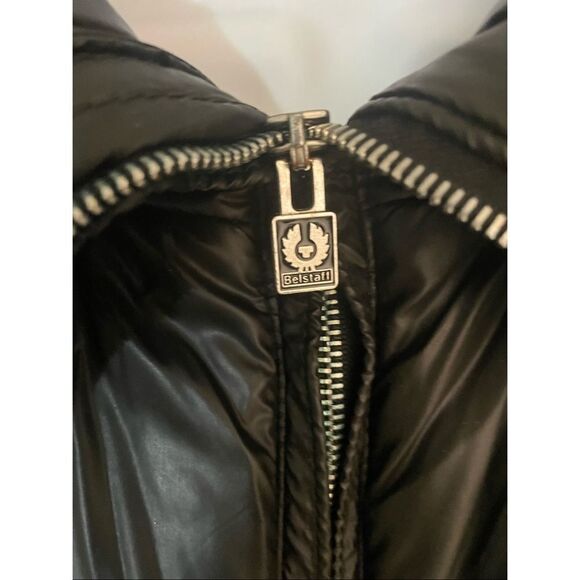 Belstaff Black Shiny Bomber Puffer Women’s Jacket Side Zip Pockets SZ IT44 US 12 - Picture 4 of 12